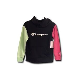 Girls size Size (M) Pull over Champion
Black Multi colored MuFFed Pockets Hoodie
